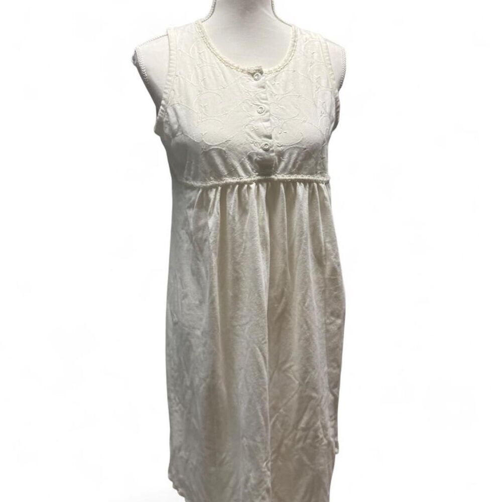 Jaclyn Smith Cream Embroidered Cotton Nightgown Size Medium